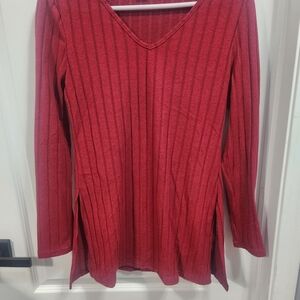 SHEIN Burgundy Ribbed Knit Top